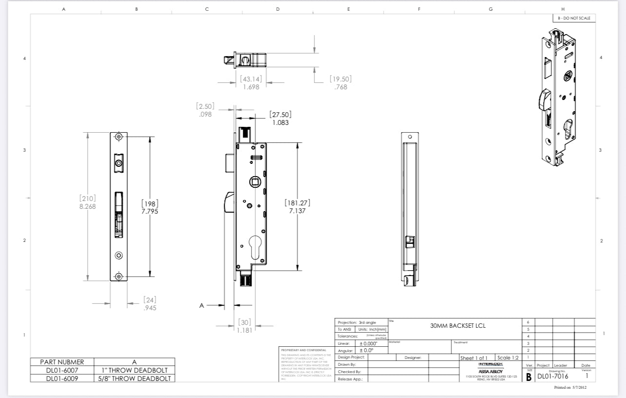 LCL LOCK 4P ACTIVE 30 BS 85MM 5/8" DEAD BOLT